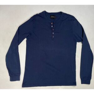 Samsoe Samsoe Blank Henley T-shirt Men Small Blue Long Sleeve